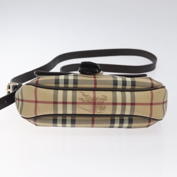 BURBERRY Nova Check Shoulder Bag PVC Beige Gold Auth - Picture 6 of 16